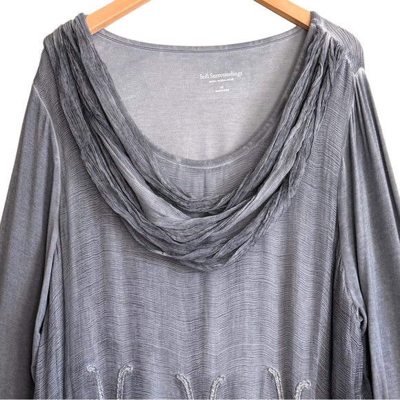 SOFT SURROUNDINGS Elegant Feminine Whimsical Embroidered Floral Chiffon Tunic 3X - Picture 3 of 9